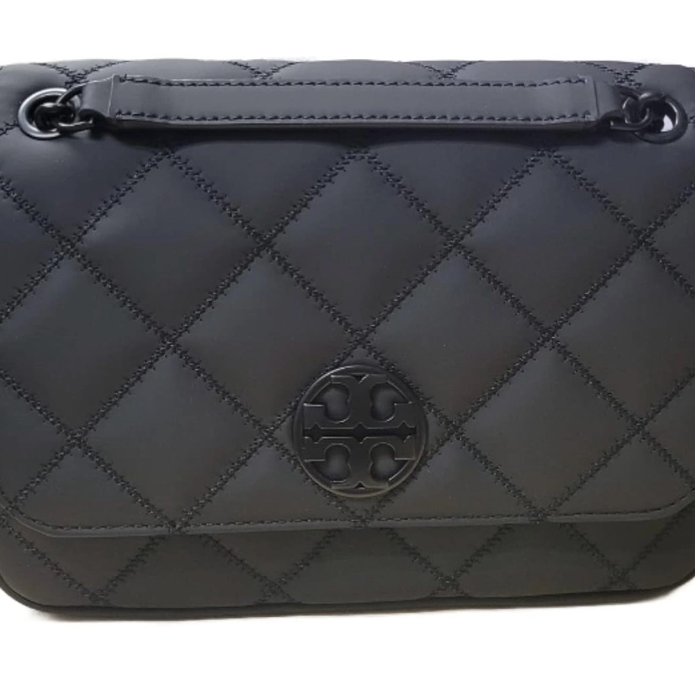 Tory Burch Black Quilted Crossbody Bag with Chain Strap